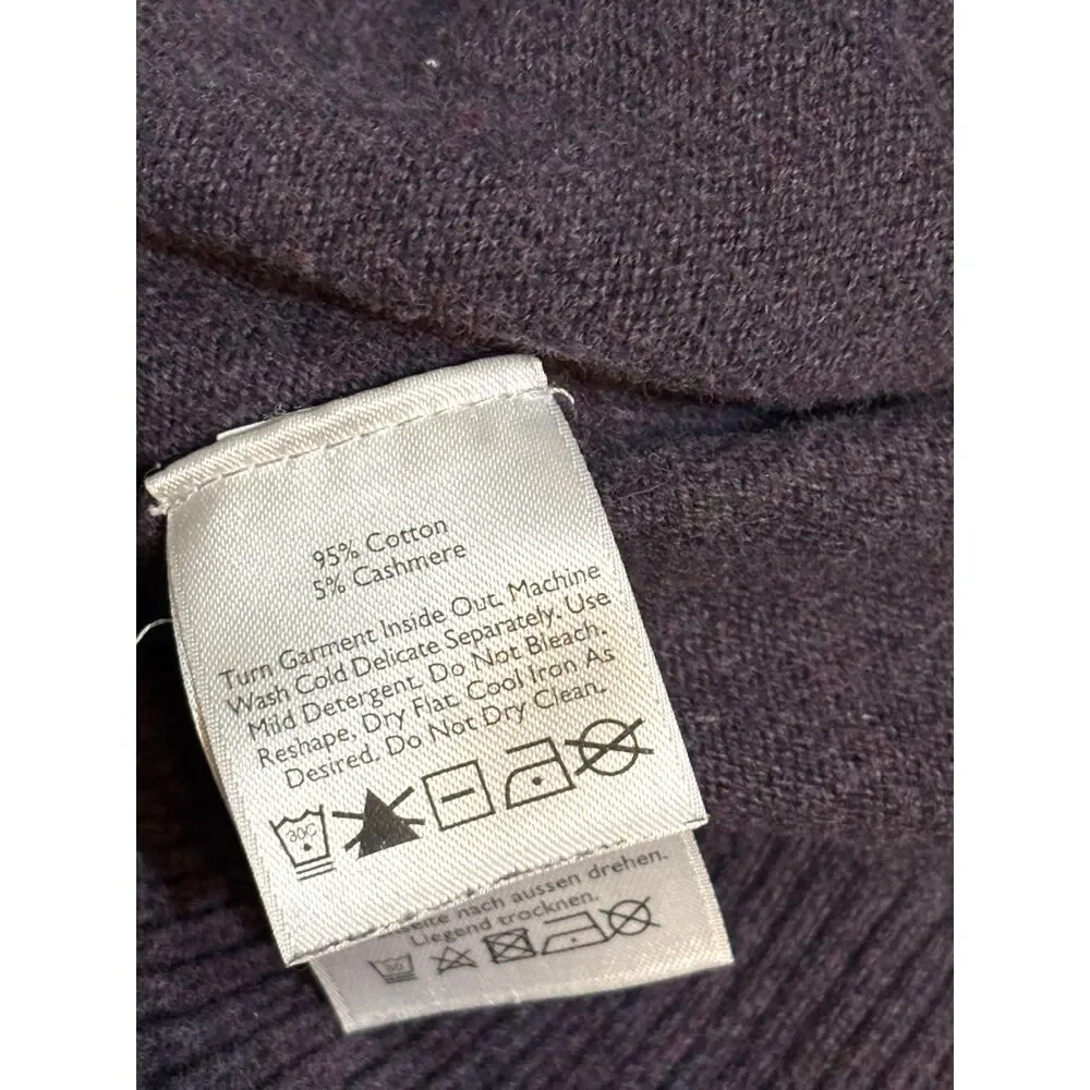 Eddie Bauer Cotton Cashmere V-Neck Sweater Men's XL Gray Blue Soft Luxury Blend